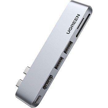 موزع USB C لماك بوك برو 2023 6 في 2، محول موزع بمنفذ HDMI 4K ومنفذ ثاندربولت 3 من يوجرين، ومنفذ USB-C، وقارئ بطاقات SD TF و2 USB 3.0 USB متوافق مع ماك بوك برو/ا