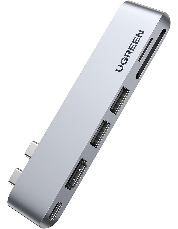 موزع USB C لماك بوك برو 2023 6 في 2، محول موزع بمنفذ HDMI 4K ومنفذ ثاندربولت 3 من يوجرين، ومنفذ USB-C، وقارئ بطاقات SD TF و2 USB 3.0 USB متوافق مع ماك بوك برو/ا