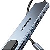 موزع USB نوع C ‏8 في 1 مع HDMI بدقة 4K وإيثرنت بوصلة RJ45 وقارئ بطاقات SD/TF وUSB 3.0/2.0 وتقنية شحن بي دي 100 وات ودونجل شبكة محلية USB نوع C لأجهزة ماك بوك بر