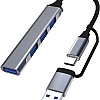موزع USB نوع سي من لامكرتلب بيانات 3.0 4 منافذ رفيع للغاية متعدد المنافذ بسرعة عالية 5 جيجابايت في الثانية متوافق مع تابلت ميت بوك النوع وسيرف
