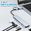 USB C Port Hub Aluminum 7 in 1 Multiport USB Extender Splitter Adapter with USB 3.0/2.0 Docking Station for MacBook Pro/Air/iPad Pro/Surface Pro/HP Laptop/Galaxy Phones (1 to 7)