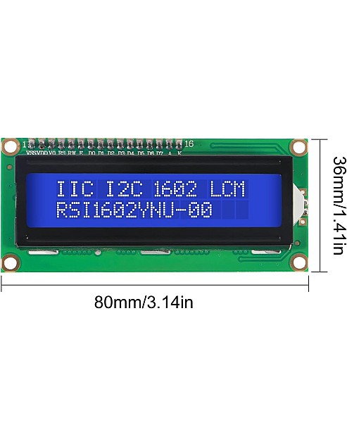 وحدة عرض LCD1602 I2C مع إضاءة خلفية زرقاء - شاشة LCD بحجم 2 × 16 مع محول I2C