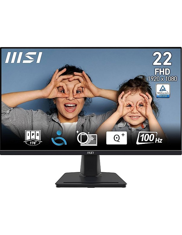 شاشة ال اي دي برو MP225 DE عالية الدقة FHD بدقة 1920×1080 وتردد 100HZ وسرعة استجابة 4 مللي لكل ثانية بمنفذ HDMI وVGA من ام اس اي، مقاس 21.5 بوصة، لون أسود