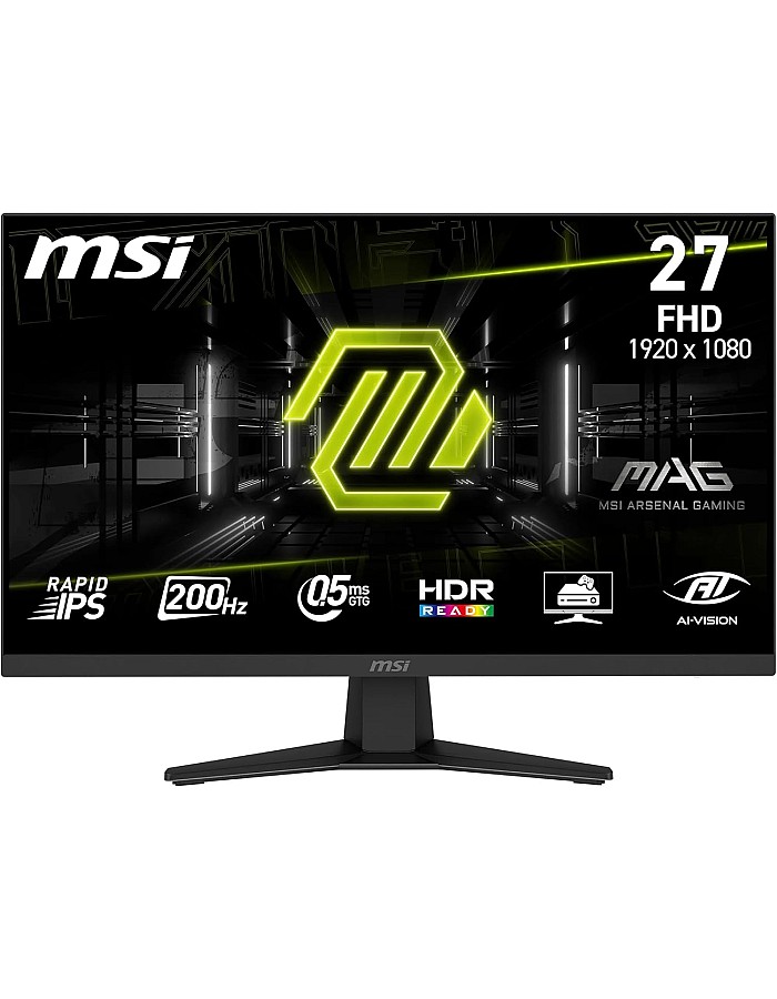 شاشة ألعاب MAG 274F 27 بوصة من ام اس اي، FHD 1920×1080، اي بي اس سريع، معدل تحديث 200 هرتز، زمن استجابة 0.5 مللي ثانية، HDR، حماية العين، مداخل HDMI 2.0b وDP 1.2a