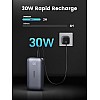 يوجرين باور بانك 30 واط 10000mAh، شاحن محمول USB C سريع الشحن مع كيبل 0.5 متر 60 واط، شاشة رقمية، بطارية خارجية محمولة متوافقة مع جالكسي S24 S23، ايفون