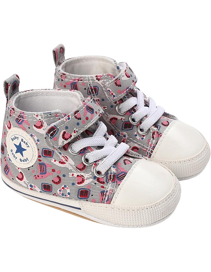 Mix&Max baby-girls Velcro Strap Sneakers Shapes Printed Sneaker