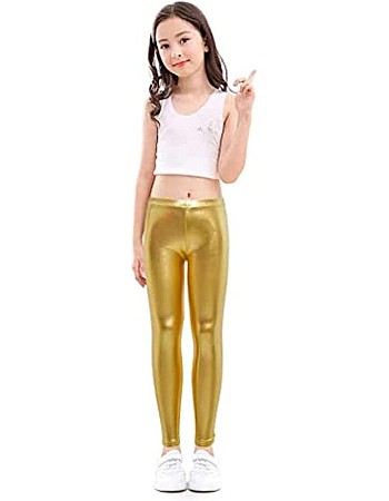 Girls Elastic Sport Leather Stretch Pants