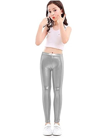 Girls Elastic Sport Leather Stretch Pants