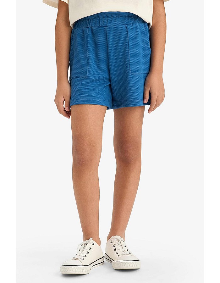 DeFacto Girl Short Casual Knitted Bottom Short E4426A8,Blue 9/10 Y