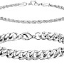 2 Piece Silver Bracelet Set for Men Stainless Steel Curb Chain Bracelet Link Bracelet Cuban Bracelets Figaro Bracelet 19/21/23 cm Gifts for Men