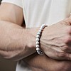 مجموعة أساور للرجال مكونة من 4 قطع من هيبووب، سوار عين النمر وسوار صخور اللافا وسوار حجر القمر وسوار خرز أزرق من الزجاج البركاني للرجال/ال