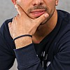 إسورة من بيجوتري آفي دور باريس للجنسين، مصنوعة من الجلد والستانلس ستيل، بلون أسود وتصميم فاخر، مقاس M معصم 17.5-19 سم