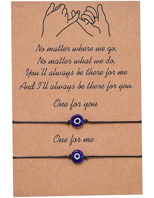 N/Q 2Pcs Handmade Evil Eye Bracelet for Women Mens Friend Couples Handwoven Adjustable Luck Protection Amulet String Bracelets Lucky Jewelry