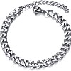 Stainless Steel Curb Bracelet, 3/5/7 mm, Men's Bracelet, Stainless Steel Curb, Cuban Chain Bracelet, Unisex Bracelet, Stainless Steel Curb for HipHop Rapper, 18 + 5 cm Length