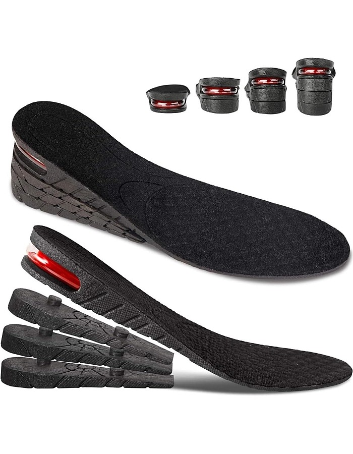VazzLox Height Increase Insoles for Men & Women Soft 4-Layer Height Hoppers for Men Comfortable Breathable & Adjustable Height Insoles for Men Lift Up To 9cm Height Booster Shoe Heel Orthotic Soles,