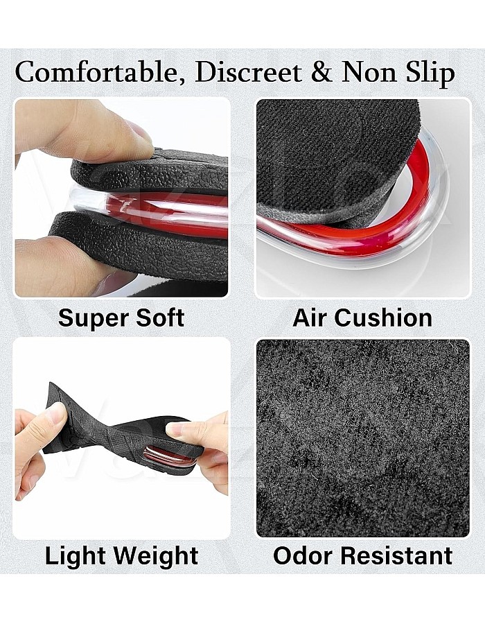 VazzLox Height Increase Insoles for Men & Women Soft 4-Layer Height Hoppers for Men Comfortable Breathable & Adjustable Height Insoles for Men Lift Up To 9cm Height Booster Shoe Heel Orthotic Soles,
