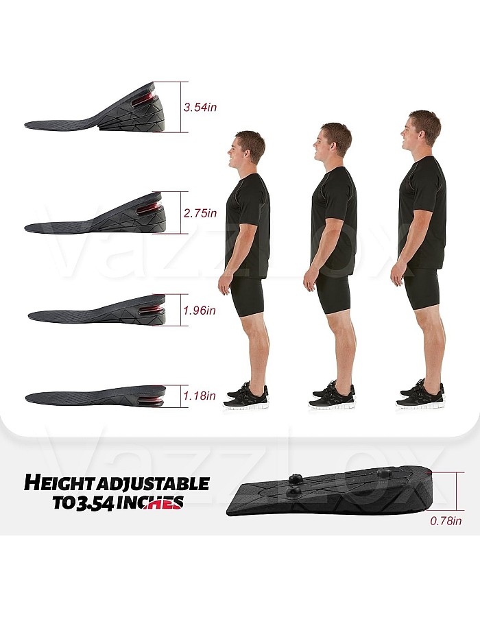 VazzLox Height Increase Insoles for Men & Women Soft 4-Layer Height Hoppers for Men Comfortable Breathable & Adjustable Height Insoles for Men Lift Up To 9cm Height Booster Shoe Heel Orthotic Soles,