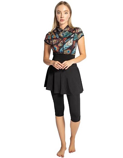 3 Piece Tankini Set - Skirt - Leggings