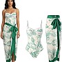 Showday European American Women's Bikini Bathing Suit Women's One Piece Swimsuit with Beach Cover up Wrap Skirt Floral Tummy Control Tankini Set 2 Piece Swimsuit Outfits