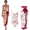 Showday European American Women's Bikini Bathing Suit Women's One Piece Swimsuit with Beach Cover up Wrap Skirt Floral Tummy Control Tankini Set 2 Piece Swimsuit Outfits