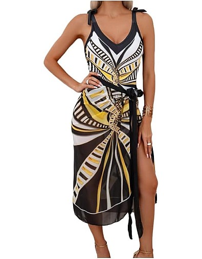 Showday European American Women's Bikini Bathing Suit Women's One Piece Swimsuit with Beach Cover up Wrap Skirt Floral Tummy Control Tankini Set 2 Piece Swimsuit Outfits