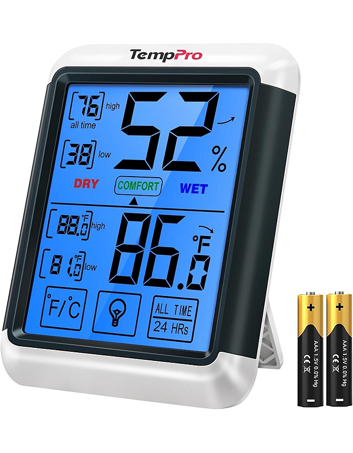 ThermoPro TP55 Digital Hygrometer Indoor Thermometer Humidity Gauge with Jumbo Touchscreen and Backlight Temperature Humidity Monitor