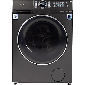 Midea Washing Machine Front Load,MF200W90B/TTC, 1400 RPM, Turbo wash, Steam, Inverter, Add Garment, Lunar dial 9 KG, Titanium Grey