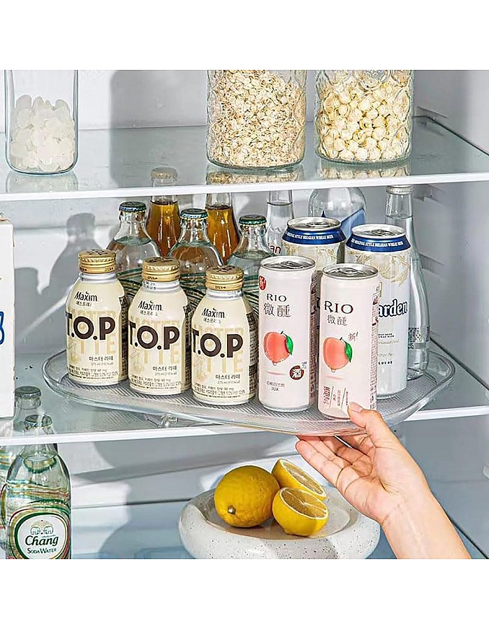 Lazy Susan Turntable Organizer for Refrigerator, Clear Rectangular Fridge Organizer Storage,Long Square Lazy Susan for Cabinet, Table, Pantry, Kitchen, Countertop(13.78"*10.24"*1.77")