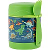 Stephen Joseph Insulated Dinosaur Food Jar for Kids | Hot Cold Lunch Container with Attached Spork | Double Wall Stainless Steel Thermos for School, Toddlers & Travel