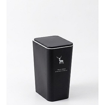 Deer Trash Bin with Touch Lid, Black, 34 x 25 cm, 17 Liters, for Offices, Bathroom, Kitchen