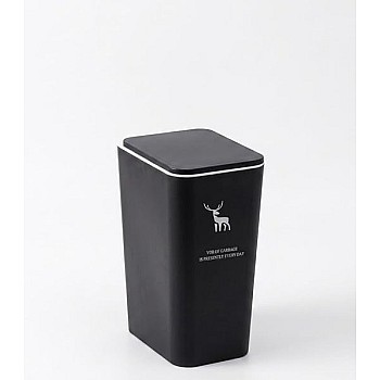 Deer Trash Bin with Touch Lid, Black, 34 x 25 cm, 17 Liters, for Offices, Bathroom, Kitchen