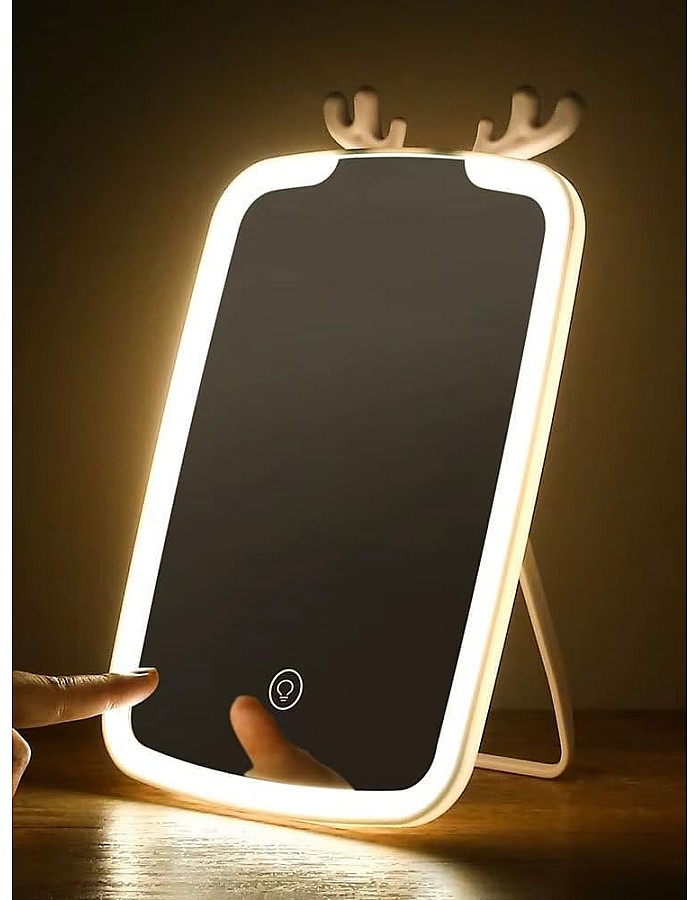 مرآة مكياج مع إضاءة LED وشاشة لمس وسطوع قابل للتعديل، حامل قابل للطي 100 درجة، محمولة للسفر، 25.4 سم