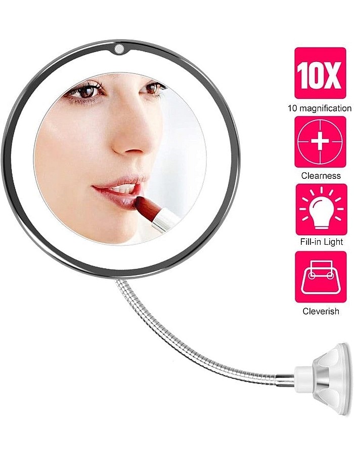 مرايا (مراة مكياج مرنة قابلة للتكبير × 10 مراة مضيئة باضاءة LED)