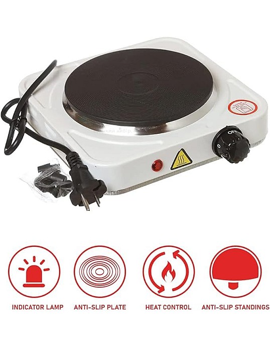 hot plate single burner hotplate cooking stove cooker heater for cooking, non-stick coating, overheat protection electric cooking (1000 W)