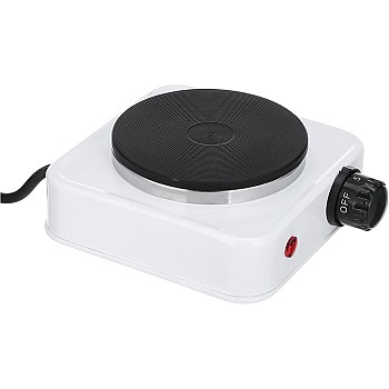D-LOGO Electric Single Eye Flat Heater - White, Temperature Control, Non-Stick Surface, Fast and Safe Cooking at Home or Office, Modern and Practical Design