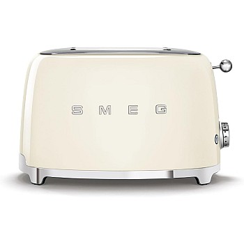 SMEG 2 Slice Toaster with 6 Presets and Defrost Function and Removable Crumb Tray (Cream)