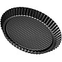 Non-stick Fluted Tart and Pizza Pan, Black, Heavy-gauge Carbon Steel, Textured Base for Even Baking (22 cm)