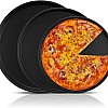 Teenyyou Pizza Pans 10.23/11.4/12.1 Inches Set of 3 Black Stainless Steel Non Stick Pizza Baking Pans Tray Round Serving Plate for Pie Cookie Cake Baking Grilling