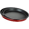 Trueval 3 Pieces Pizza Pan Set, 26-28-30, Red