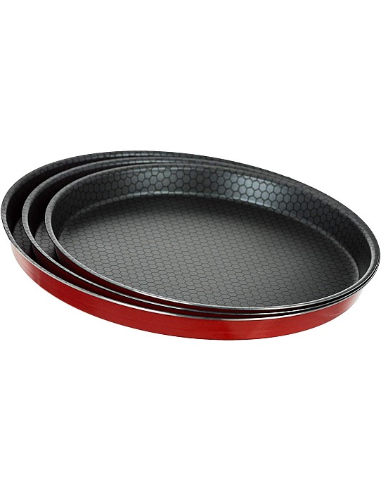 Trueval 3 Pieces Pizza Pan Set, 26-28-30, Red