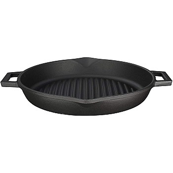 Lava Cast Round Grill Pan with Metal Handles 30 cm