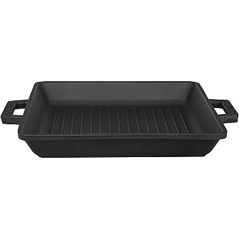 Lava ECO Enameled Cast-Iron 10 x 10 inch Square Grill Pan, Slate Black