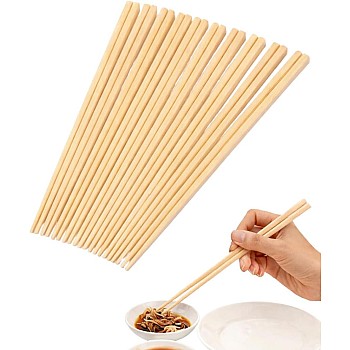 Set Of 10 Pairs Fine Wooden Chopsticks Reusable Long Natural Wood Design Elegant Eco Friendly Tableware Dishwasher Safe For Daily Dining Kitchen Use