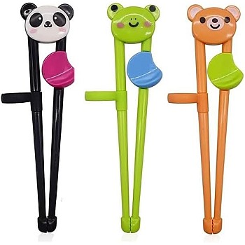 fashion mania Kids Chopsticks Training, 3 Pairs Cartoon Reusable Chopsticks Set Right Learning Chopsticks for Children Beginners Right or Left Handed(Bear, Frog, Panda)