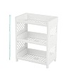 Generic 3-Tier Floating Wall Shelf, Modern Rectangular Tiered Shelf with Dual Layer Design and Drainage, White