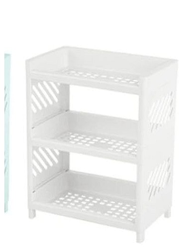 Generic 3-Tier Floating Wall Shelf, Modern Rectangular Tiered Shelf with Dual Layer Design and Drainage, White