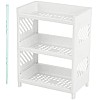 Generic 3-Tier Floating Wall Shelf, Modern Rectangular Tiered Shelf with Dual Layer Design and Drainage, White