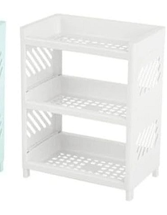 Generic 3-Tier Floating Wall Shelf, Modern Rectangular Tiered Shelf with Dual Layer Design and Drainage, White