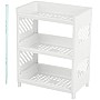 Generic 3-Tier Floating Wall Shelf, Modern Rectangular Tiered Shelf with Dual Layer Design and Drainage, White