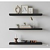 رفوف حائط خشبية MDF، تصميم عصري، مقاومة للماء والخدوش، 50×15 سم، 3 قطع، مع مستلزمات التثبيت، للمطبخ وغرف النوم والمكتب (أسود)